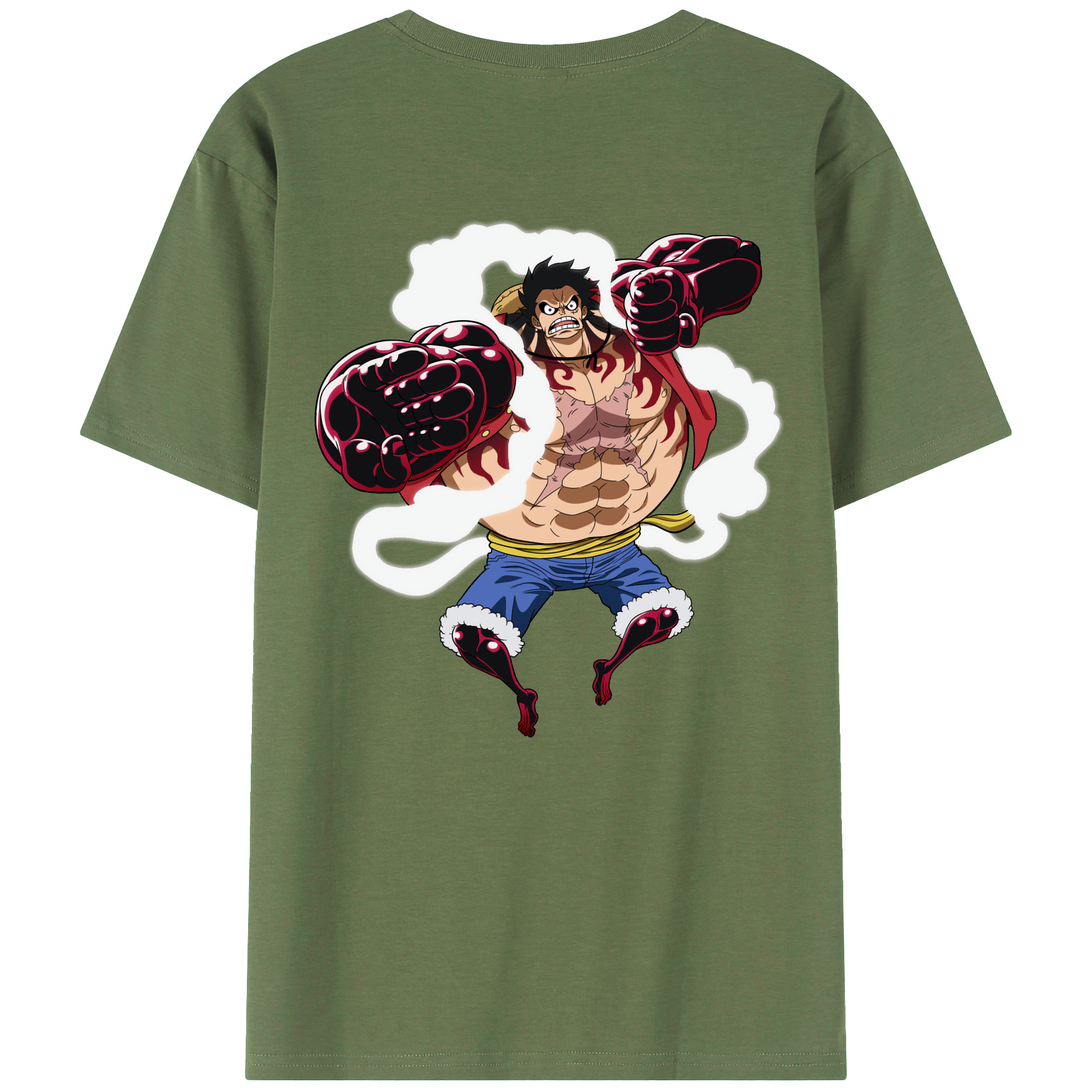 ワンピース モンキー・D・ルフィ ONE PIECE Monkey D. Luffy 綿100％ メンズ半袖Tシャツ（バックプリント） 通気性